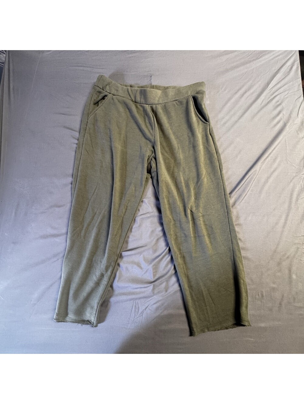 Secret Treasures Olive Green French Terry Lounge Pants Wide Leg Women's L 12-14